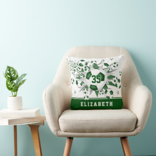 green sports room girls soccer balls stars cushion