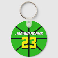 Green Sports Team Athletes Basketball Keychain