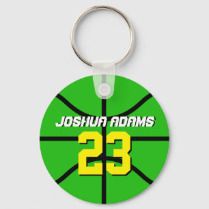 Green Sports Team Athletes Basketball Keychain