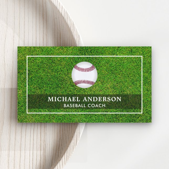 Green Sports Turf Professional Baseball Coach Business Card (Creator Uploaded)