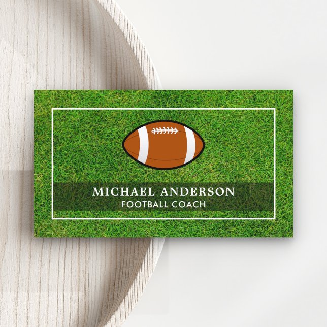 Green Sports Turf Professional Football Coach Business Card (Creator Uploaded)