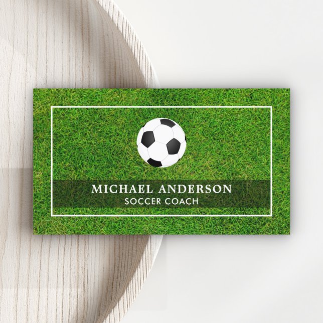 Green Sports Turf Professional Soccer Coach Business Card (Creator Uploaded)