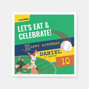 Green Sporty Baseball Batter Ball Kids Birthday Napkin