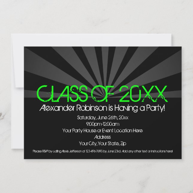 Green Spotlight Graduation Party Invitation (Front)