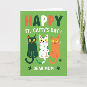 Green Spots Cat Happy Card
