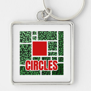 Green Spotted Abstraction with Red Accents Key Ring