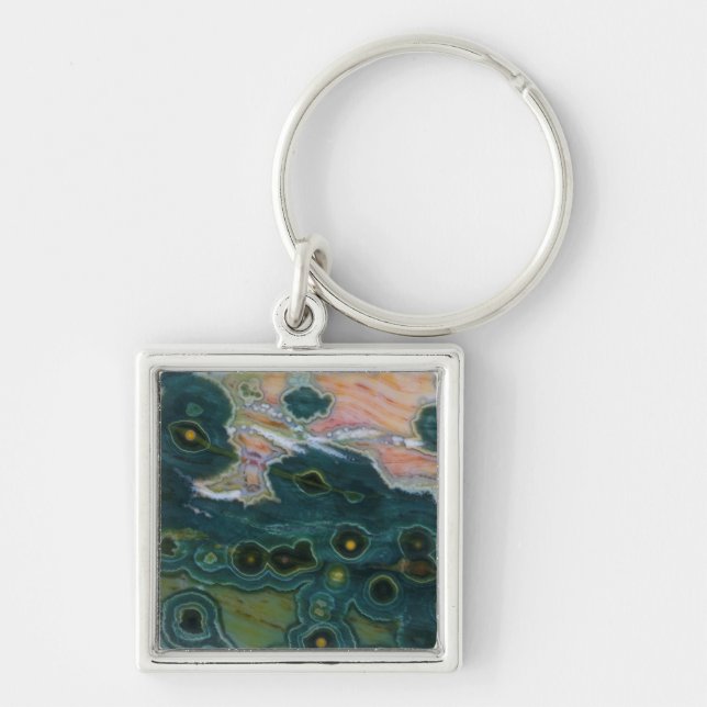 Green Spotted Ocean Jasper Key Ring (Front)