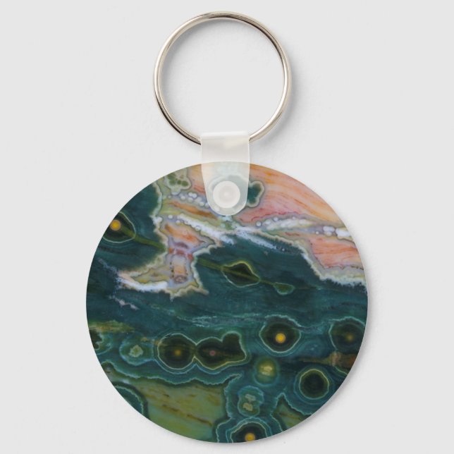Green Spotted Ocean Jasper Key Ring (Front)