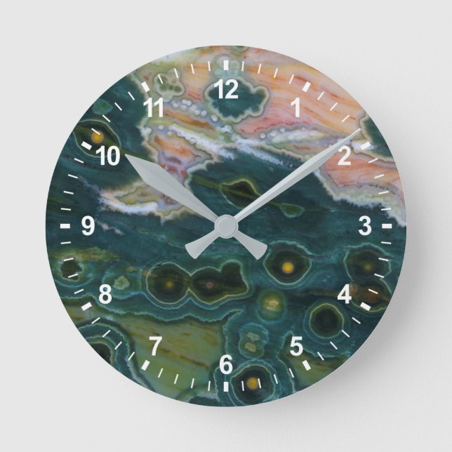 Green Spotted Ocean Jasper Round Clock (Front)