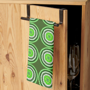 Green Spotty Spots, Tea Towel