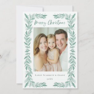 Green Sprig Frame Christmas classic Holiday Card