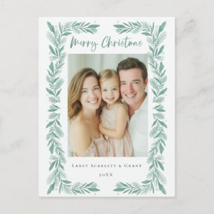 Green Sprig Frame Christmas classic Holiday Postcard