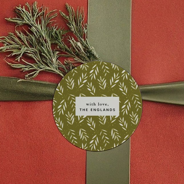 Green Sprigs Botanical Custom Classic Round Sticker (Green Sprigs Botanical Custom Classic Round Sticker)