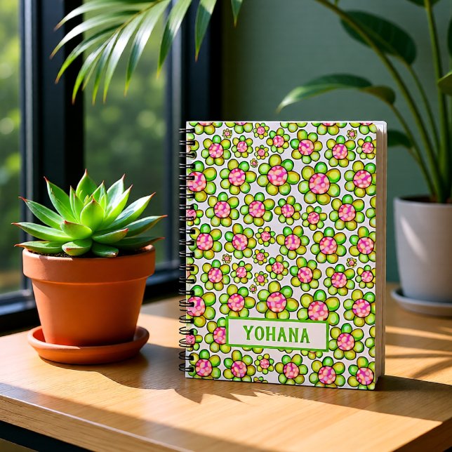 Green Spring Flower Personalised Name Notebook (Green Spring Flower Personalized Name Notebook)