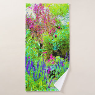 Green Spring Garden Landscape with Peonies Bath Towel