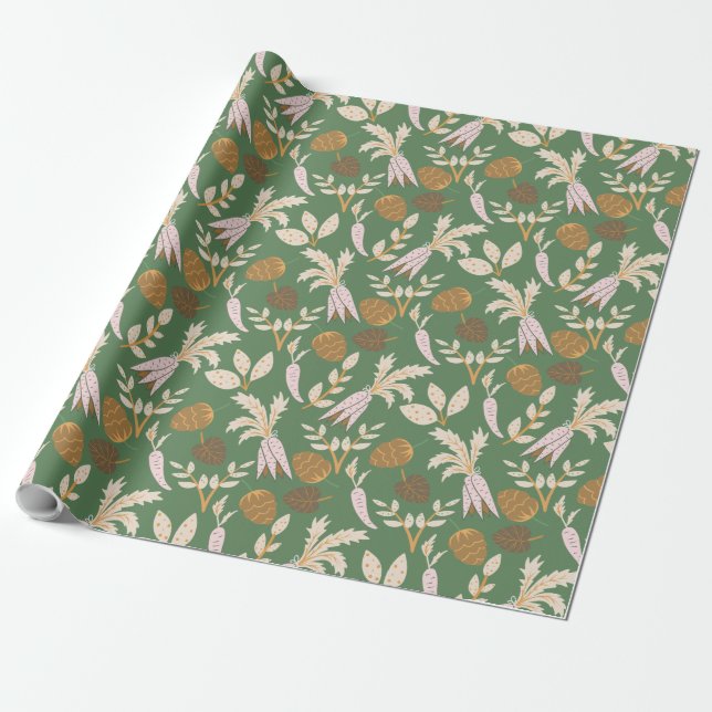 Green Spring Pattern Wrapping Paper (Unrolled)
