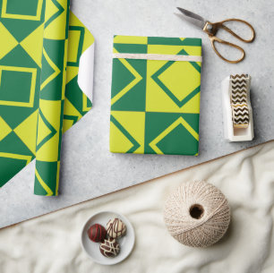 Green Square Diamond Decorative Geometric  Wrapping Paper