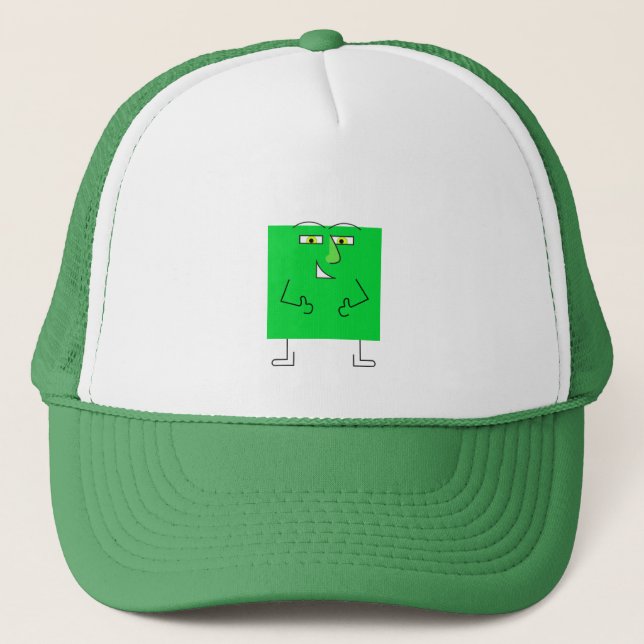 Green Square Guy Trucker Hat (Front)