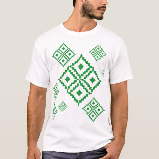 Green square pattern with wavy lines going up and  T-Shirt