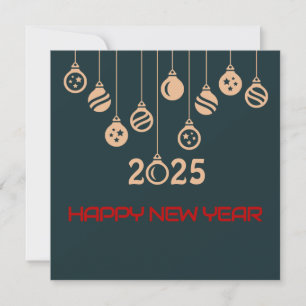 Green Square wish card New Year Christmas ball