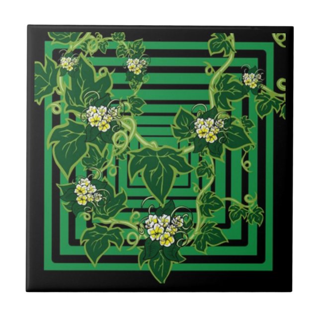 Green Squared Florah Tile (Front)