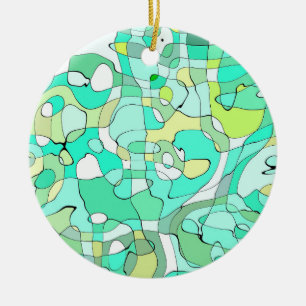 Green squiggles porcelain ornament