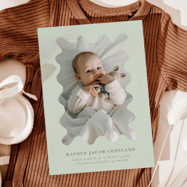 Green Squiggly Frame Birth Announcement Photo (Creator Uploaded)