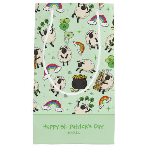 Green St. Patrick’s Day Sheep & Shamrocks Kids Small Gift Bag