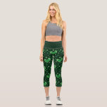 Green St Patrick's Day high waist capri leggings<br><div class="desc">Green St Patrick's Day high waist capri leggings. Fun elastic pants for women and girls. Custom colour background design with green shamrock pattern and hearts. Fun for friends,  family,  employees etc. Irish pride pattern design. Available as long and short leggings.</div>