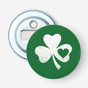 Green St Patricks Day Irish Patty's Heart Shamrock Bottle Opener