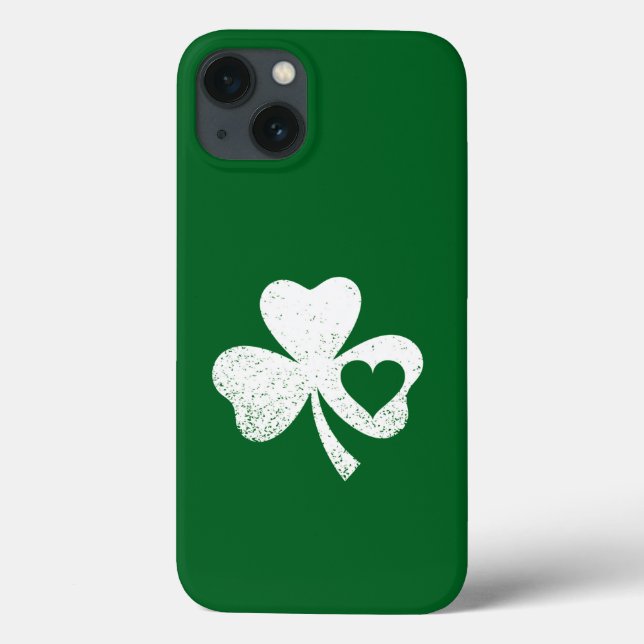 Green St Patricks Day Irish Patty's Heart Shamrock Case-Mate iPhone Case (Back)