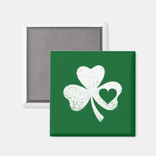 Green St Patricks Day Irish Patty's Heart Shamrock Magnet