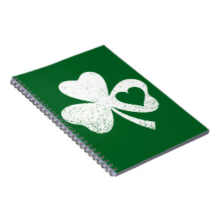 Green St Patricks Day Irish Patty's Heart Shamrock Notebook
