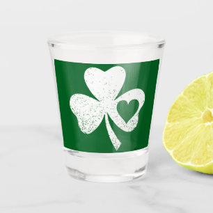 Green St Patricks Day Irish Patty's Heart Shamrock Shot Glass