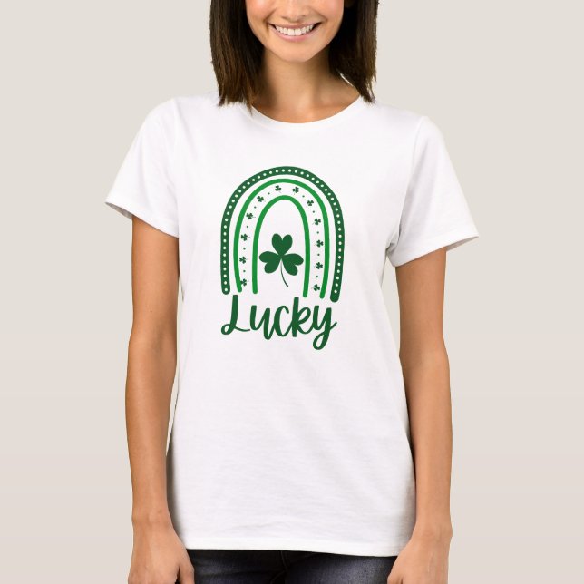 Green St Patrick's Day Rainbow T-Shirt (Front)