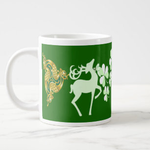 Green St Patricks Day Stags Lucky Shamrocks Celtic Large Coffee Mug