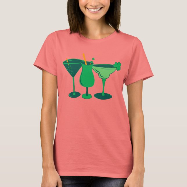 Green St. Patty's Day Cocktails T-Shirt (Front)
