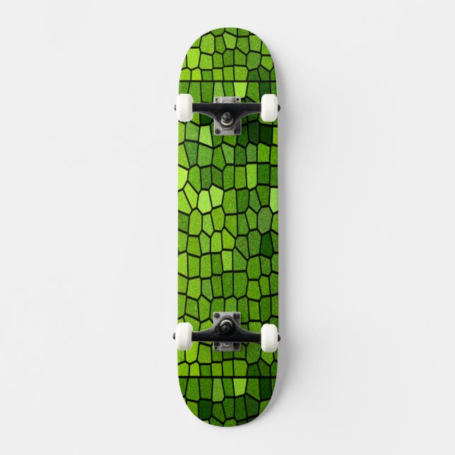 Green Stain Glass Design Skateboard (Front)