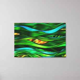 Green Stained Glass Abstract Canvas Print