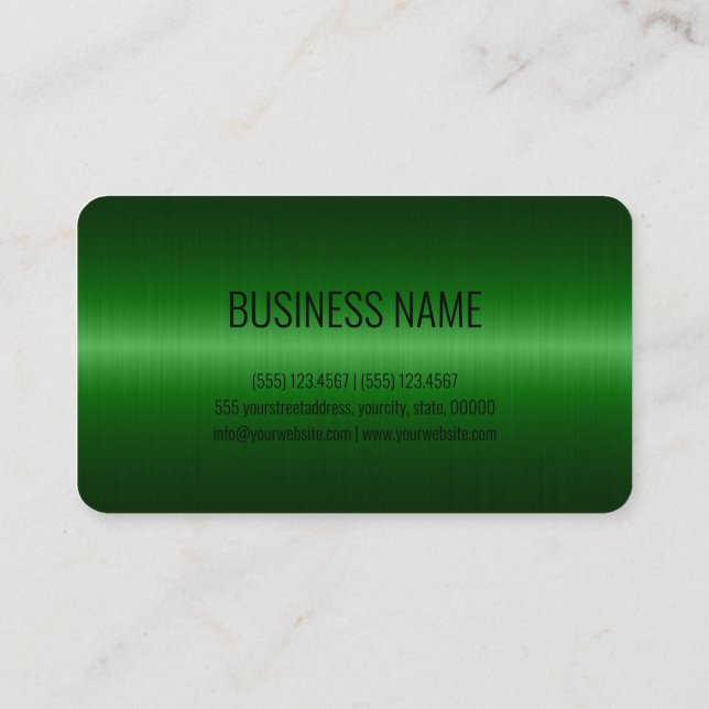 Green Stainless Steel Metal Look Business Card (Back)