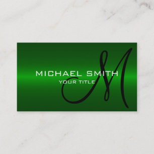 Green Stainless Steel Metal Monogram Business Card