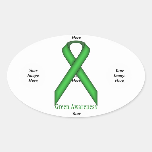 Green Standard Ribbon by Kenneth Yoncich Oval Sticker (Front)