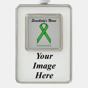 Green Standard Ribbon Tmpl (V-I)by Kenneth Yoncich Silver Plated Framed Ornament