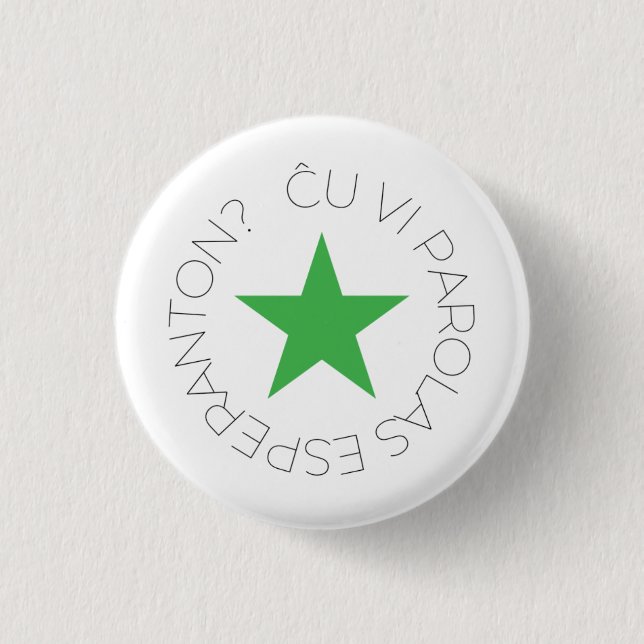 Green Star Button, Esperanto/Verda Stelo 2 3 Cm Round Badge (Front)