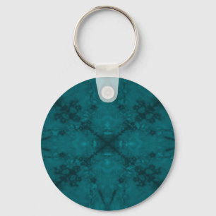 Green star kaleidoscope pattern key ring