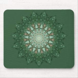 Green Star Mandala Mouse Pad