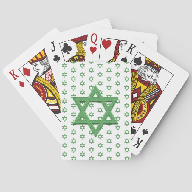 Green Star of David Seamless Playing Cards (Back)