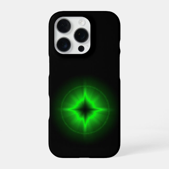 Green Star of Hope on black iPhone Case (Back)