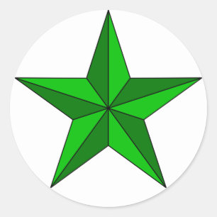 Green Star on Circle Classic Round Sticker
