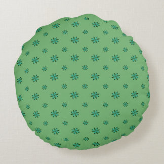 Green Star Round Throw Pillow